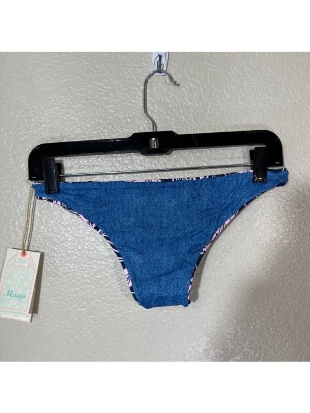 Maaji Swimwear Bikini Bottoms Small Swimsuit Reversible Jazz Band Blue NEW - Picture 7 of 7